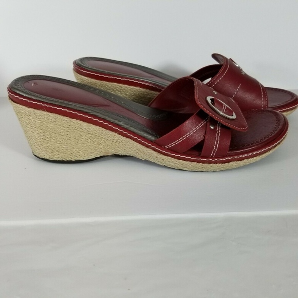 CROFT & BARROW Red Wedge Sandals 9 1/2 M - Picture 2 of 6
